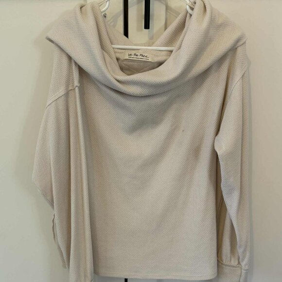 Free People We The Free Cowl Neck Pullover – Cream, Size Large - Picture 1 of 4